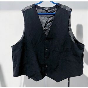SYNRGY Black Suit Vest Dress Black Shirt Big & Tall Size 4XLT